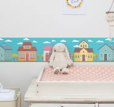 Pastel huse grænse klistermærke - TenStickers