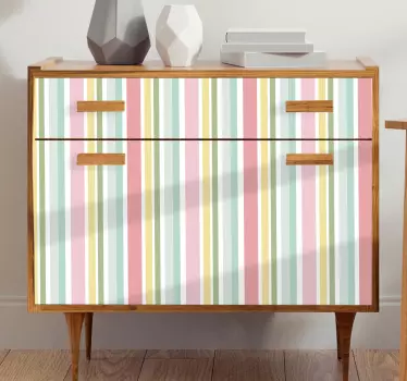 Pastelfarver i flerfarvet stribet design til møbler - TenStickers