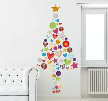 Patchwork juletræ sticker - TenStickers