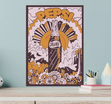 Pepsi cola 70s design retro væg klistermærke - TenStickers