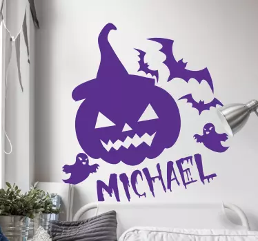 Personlig spøgelse flagermus og græskar wallsticker - TenStickers