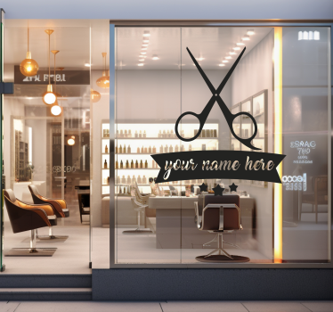 Personaliseret frisørsalon butik klistermærke - TenStickers
