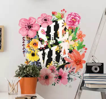Personlig blomster klistermærke - TenStickers