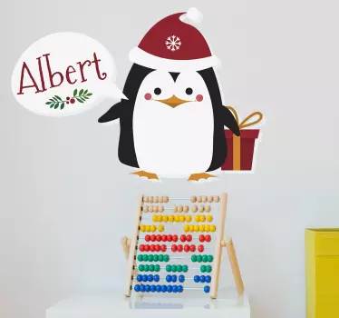Personlig pingvin julegavemærkat - TenStickers