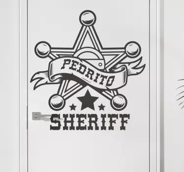 Personligt smykke med sheriff-tema klistermærke til dør - TenStickers