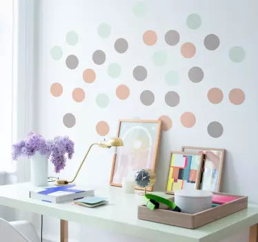 Perstelfarvede cirkler wallstickers - TenStickers