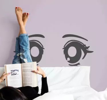 Pige anime øjne karakter vægoverføringsbillede - TenStickers