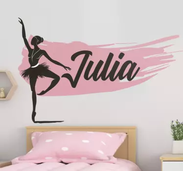 Pige dansende ballet med navn dans vægoverføringsbillede - TenStickers