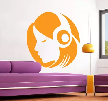 Pige hovedtelefoner silhuet dekal - TenStickers