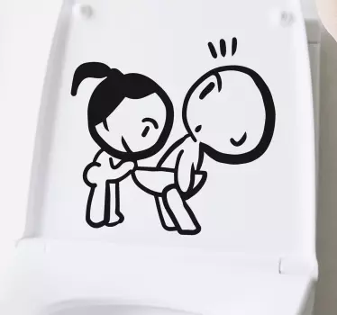 Pige kigger dreng badeværelse vægoverføringsbillede - TenStickers