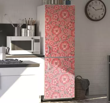 Pink daisy blomst køleskab wrap - TenStickers