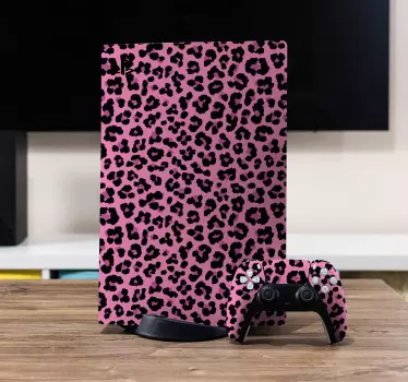 Pink dyreprint mønster ps5 cover - TenStickers