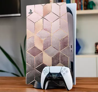 Lyserød og grå terningmønster PS5 skin - TenStickers