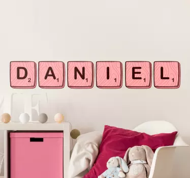 Pink scrabble personlig ord brætspil vægoverføringsbillede - TenStickers