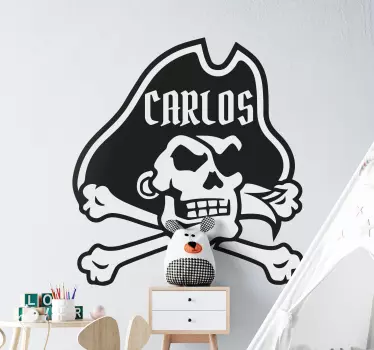 Pirat kranium med navn illustration væg kunst - TenStickers