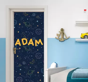 Planeter i rummet wallstickers til dør - TenStickers