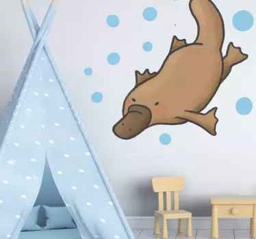 Platypus tegning dyr væg indretning - TenStickers