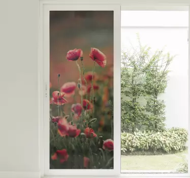 Polske valmue blomster vindue mærkat - TenStickers