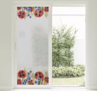 Polske valmue planter ramme vindue mærkat - TenStickers