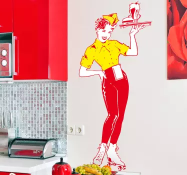 Pop art servitrice dekorativt klistermærke - TenStickers