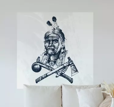 Portræt af indfødt kriger wallsticker dyr - TenStickers