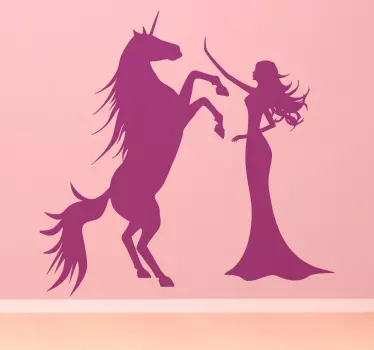 Prinsesse & enhjørning vægklistermærke - TenStickers