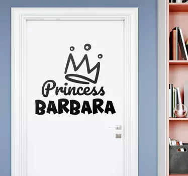 Prinsesse krone med navn glasdør klistermærke - TenStickers