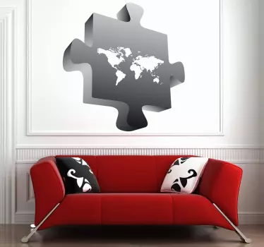 Puslespilsbrik verdenskort wallsticker - TenStickers