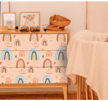 Regnbue tema pastel farver mærkater til møbler - TenStickers
