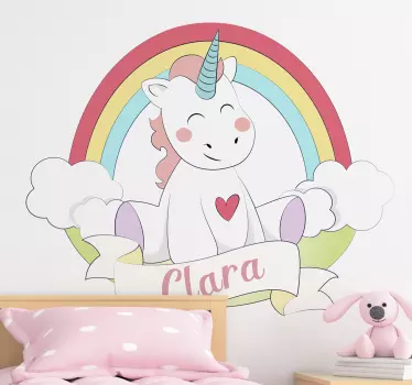 Regnbue unicorn eventyr vægoverføringsbillede - TenStickers