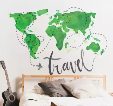 Rejse verdenskort wallsticker - TenStickers
