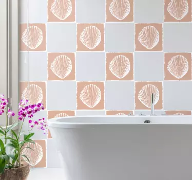 Retro muslingeskal mønster beige fliser overførings mærkat - TenStickers