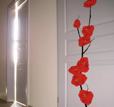 Røde blomster gren dekal - TenStickers