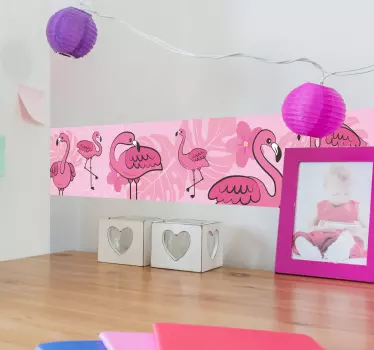 Røde flamingoer væg kant klistermærke - TenStickers
