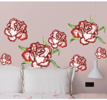 Røde nelliker blomster vægindretning - TenStickers