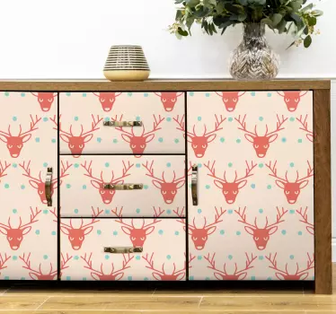 Røde rensdyr mønster jul wallsticker - TenStickers