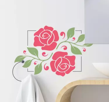 Romantisk blomster ramme spejl væg klistermærke - TenStickers