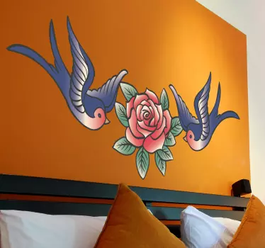 Rose og sluger væg tatovering klistermærke - TenStickers