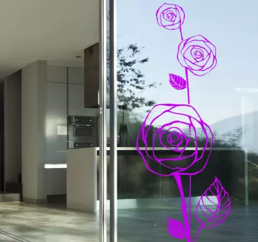 Roser skitserer blomsteroverføringsbillede - TenStickers