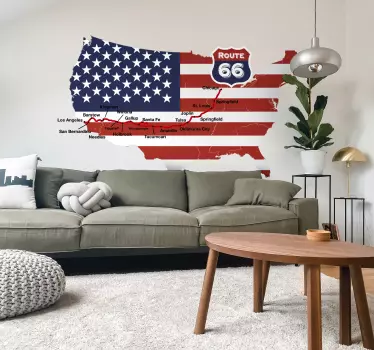 Rute 66 usa kortvægdekor - TenStickers
