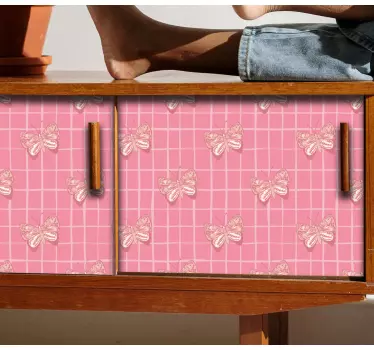Rutet mønster med sommerfugledekaler til møbler - TenStickers