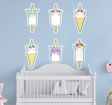 Sæt, enhjørning, is, illustration, wall art - TenStickers