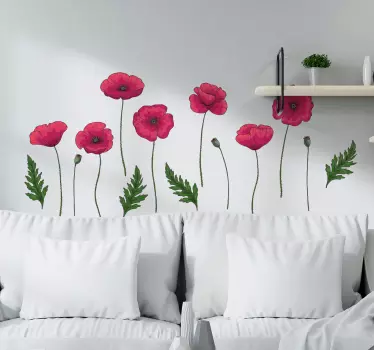 Sæt valmuer blomstermærkat - TenStickers