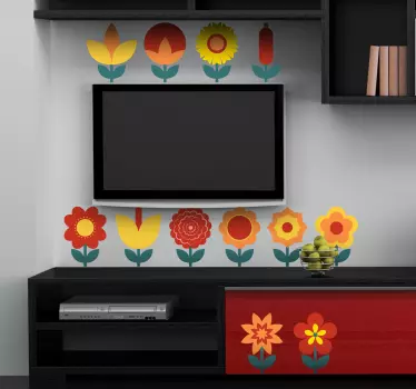 Samling af varme blomster - TenStickers
