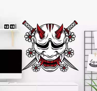 Klistermærke med samurai maskedesign - TenStickers