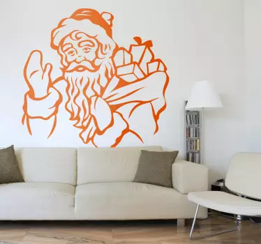 Santa claus med sæk af gaver klistermærke - TenStickers