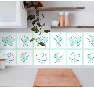 Silhuet blå sommerfugle fliser overførsel - TenStickers