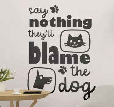 Sjov kat og hund tekst vægoverføringsbillede - TenStickers