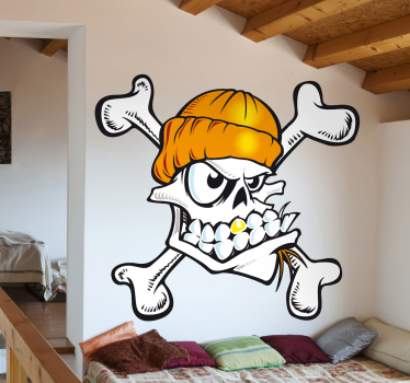 Skull skater vægklistermærke - TenStickers