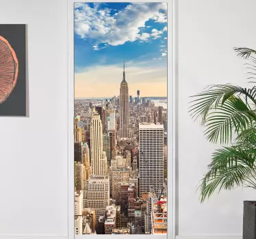 Skyskraber new york dør klistermærke - TenStickers